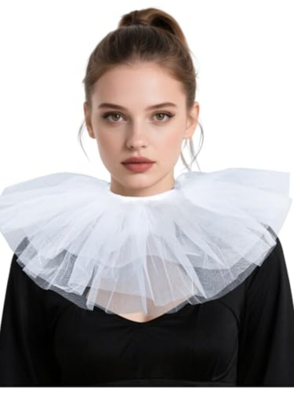 Clown Neck Ruffle Renaissance Ruffle Collar for Women Cosplay Halloween Party